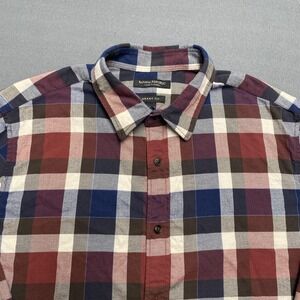 Banana Republic Shirt Mens Large Red‎ Blue Buffalo Plaid Luxe Flannel Grant Fit